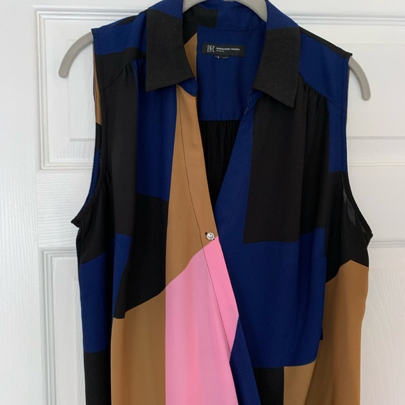 INC International Concepts Macy’s Color Block Drape Front Tank Size 1X - Picture 2 of 3